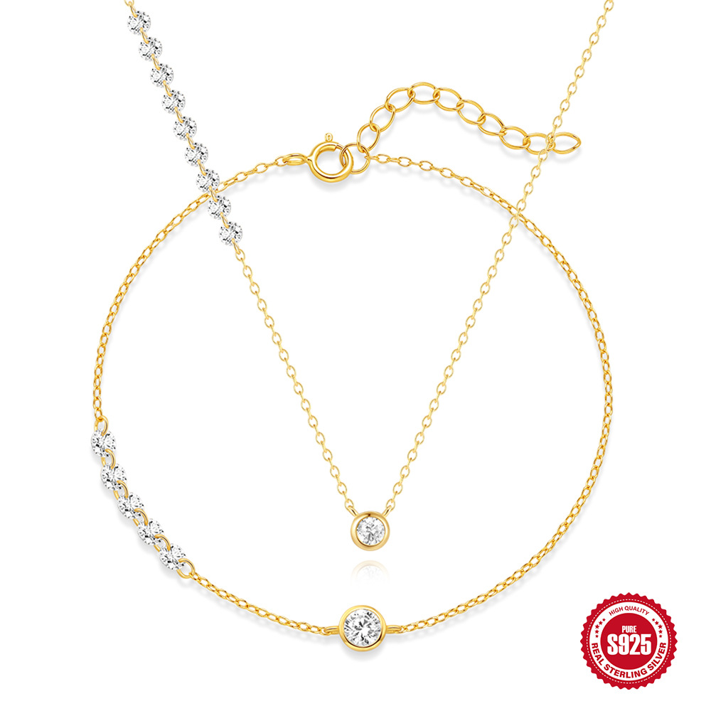 Nueva joyería europea y americana de plata de ley s925 brillante bolso redondo con incrustaciones de circón burbuja pulsera temperamento femenino collar de viaje