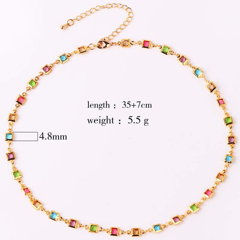 1 Piece Fashion Square Copper Plating Inlay Zircon Women's Bracelets Necklace display picture 1