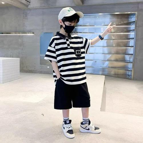 Korean TY children's fashion brand boys' polo shirt summer  new children's striped short-sleeve t-shirt big kid top