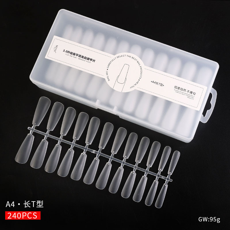 Parche de uñas trapezoidal corto pulido sin grabado ultrafino y sin costuras