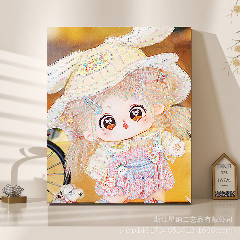 Pegatinas de diamantes calientes diy muñecas de algodón hechas a mano pintura de diamantes pintura de diamantes ventas directas de fábrica pegatinas de pintura de mampostería con marco