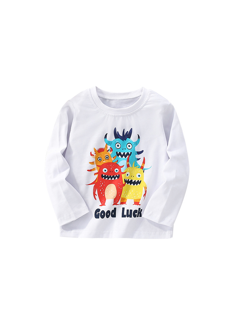Mawlee camiseta de manga larga para niños de otoño nuevo estilo europeo y americano para niños de media edad cuello redondo casual guapo impresión ropa infantil