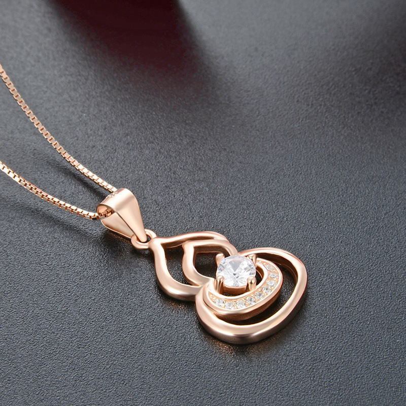 Estilo coreano simple clavícula CADENA DE Calabaza collar s925 plata esterlina simple diseño Fu Lu diamante-incrustado suéter cadena colgante para mujeres