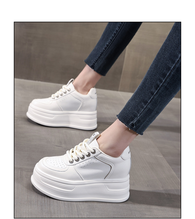 Giày sneaker nữ đế dày phối màu tăng chiều cao — Màu trắng be chi tiết 13
