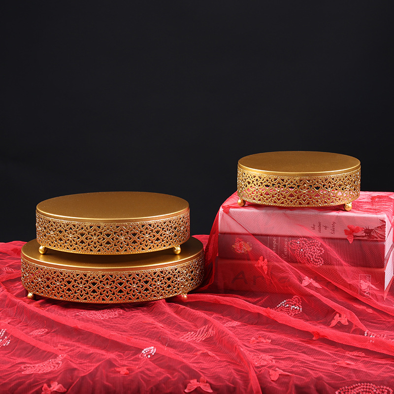 Blanco/oro soporte de la torta redonda soporte de la torta, metal de la boda plato de fruta soporte Fiesta celebración postre Placa de exhibición