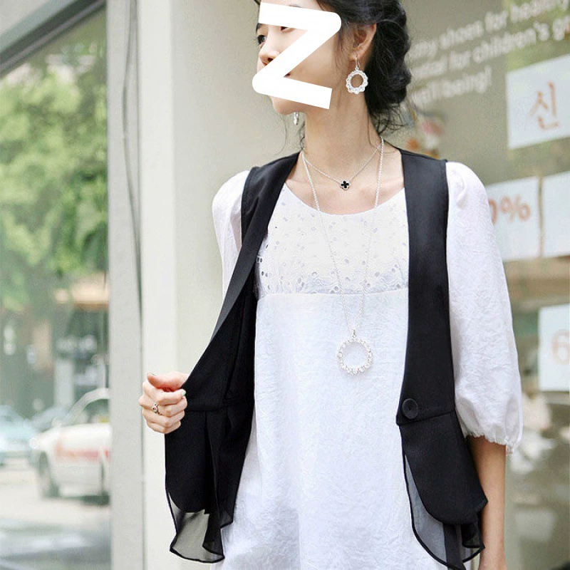 Summer short vest, thin jacket sleevless, suit, Korean style, slim fit