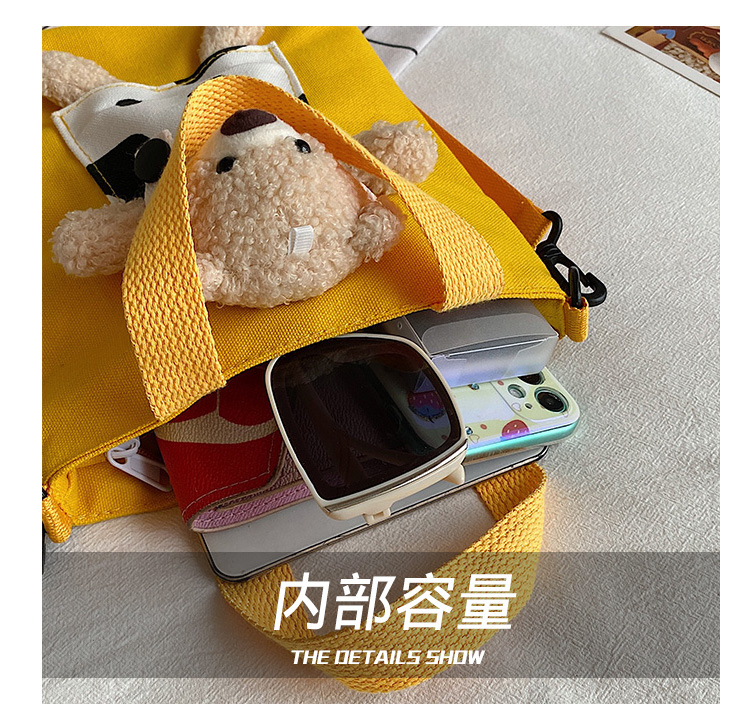 Japanese-style InS-style cute cartoon bear doll, girl student canvas crossbody bag, funny and unique single-shoulder bag undefined