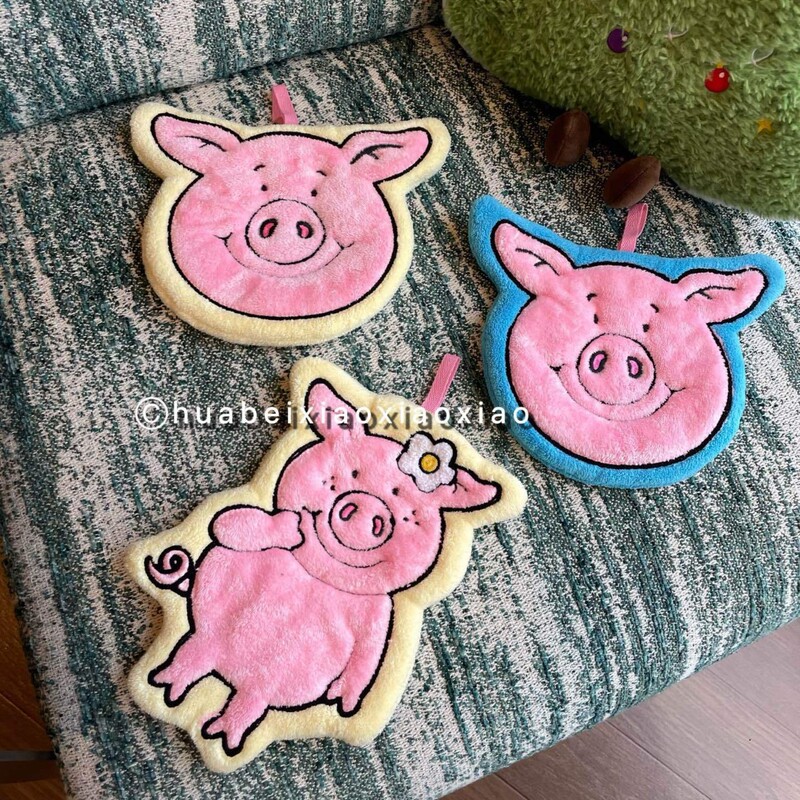 New Martha Pig Hand Towel, Double-Layer Thickened, Creative and Personalized Embroidery, Cute Children's Hand Wipe, Cartoon Small Towel