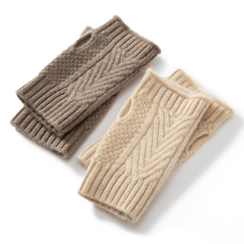Demi-season cashmere short fashionable gloves for men and women
