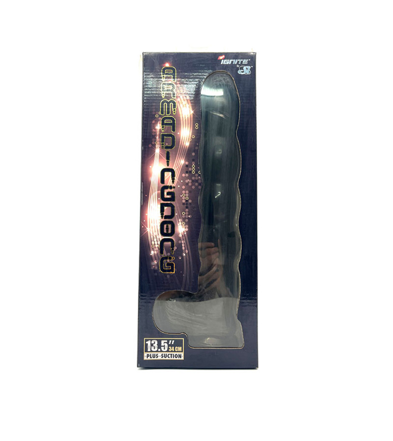 Caterpillar Textured PVC Dildo, Black Realistic Masturbation Stick for Adults — detail image 2
