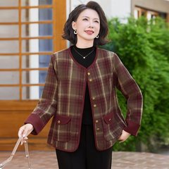 妈妈秋装格子外套50多岁中老年人春秋女士上衣服时尚洋气2025新款