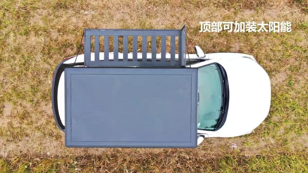 Ultra-thin 10cm hard-top aluminum alloy car roof tent, triangular elevated outdoor camping tent for vehicle-mounted use