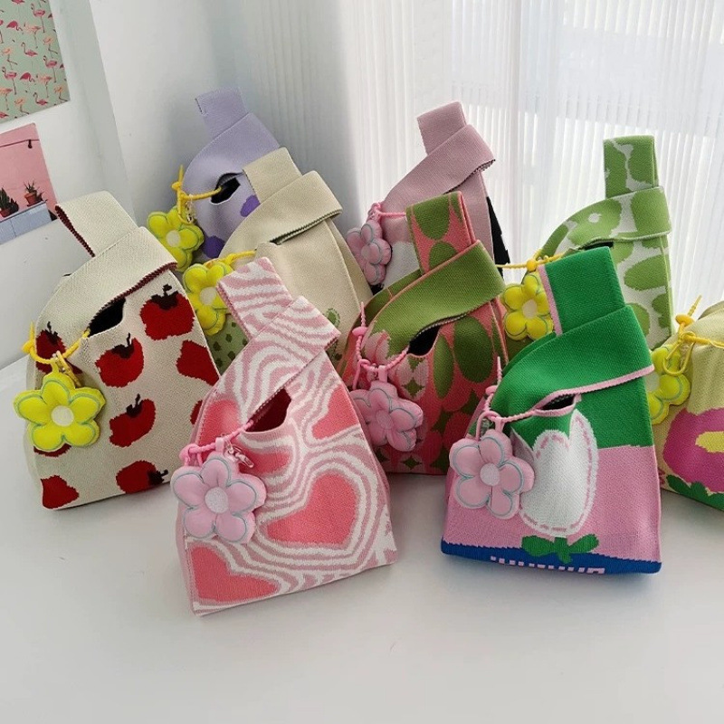 Mid-Autumn Festival Niche Designer Floral-Themed Knitted Handbag Tote Bag Wedding Favor Packaging