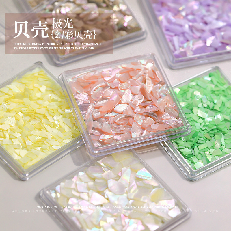 Japanese-Style Nail Art Shell Fragments Small Size Ultra-Thin Iridescent Natural Irregular Abalone Small Ornaments Wholesale