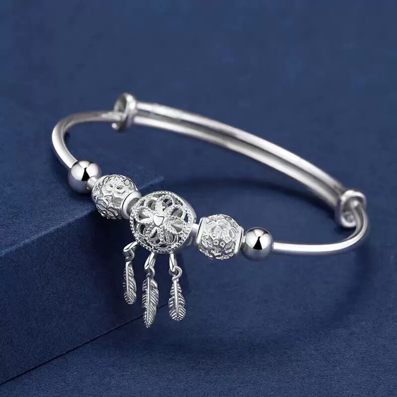 TikTok Explosions Dream Catcher Bracelet Women Plating 999 Silver Niche Personality Bracelet Silver Bracelet Girlfriend Joker Wholesale