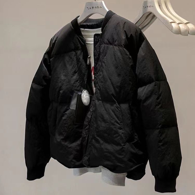 2025年秋冬时尚新款保暖棉服女宽松纯色棒球服领慵懒风面包服外套|undefined