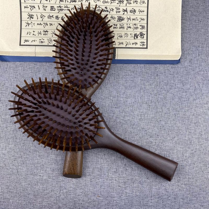 高档天然国王木木气垫按摩梳美发顺发梳头皮经络梳便携家用旅行梳|undefined