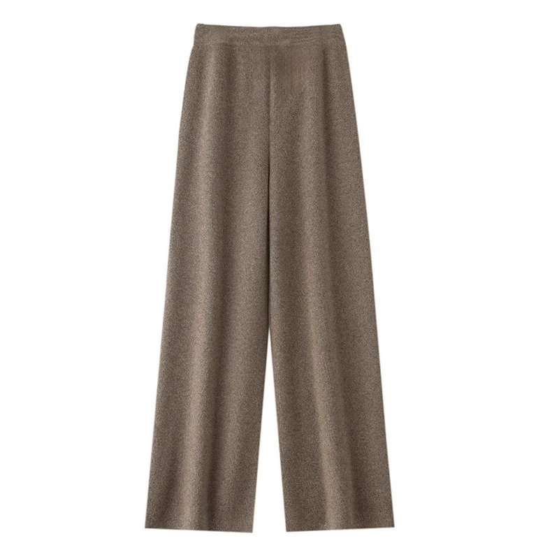 Новые мягкие и свободные облегающие брюки из кашемира с подвернутым краем, повседневные прямые брюки в пол, тонкие шерстяные широкие брюки для женщин