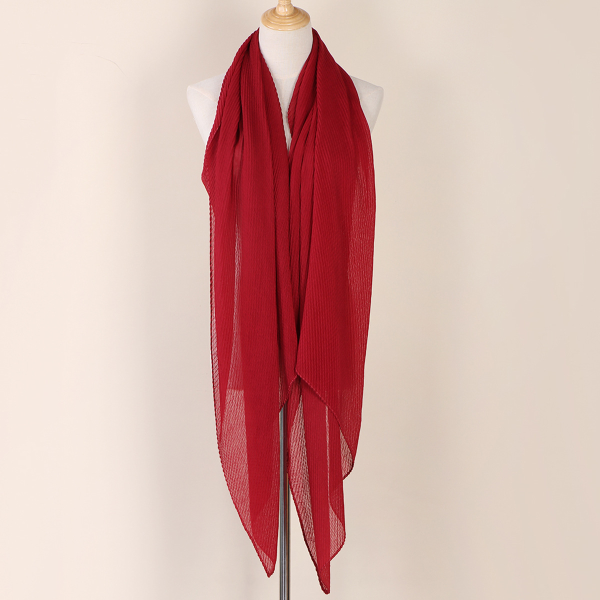Women's Scarves wrinkled fashion plain wrinkled wrap headscarf solid color voile long shawl_voghion.com