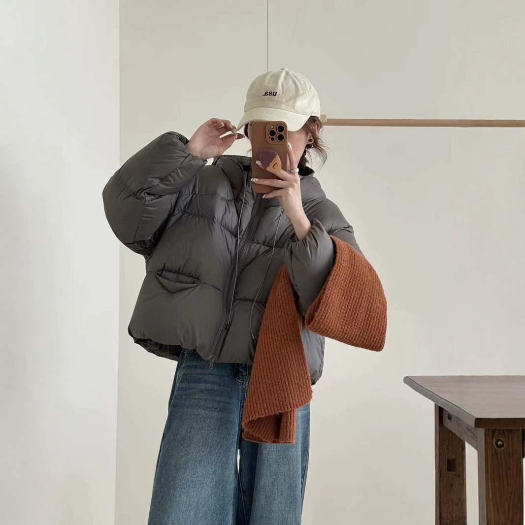 Nuevo otoño y invierno transfronterizo engrosado Ken bean con capuchón de pan, chaqueta de plumón suave, chaqueta corta de mujer, chaqueta blanca, moda