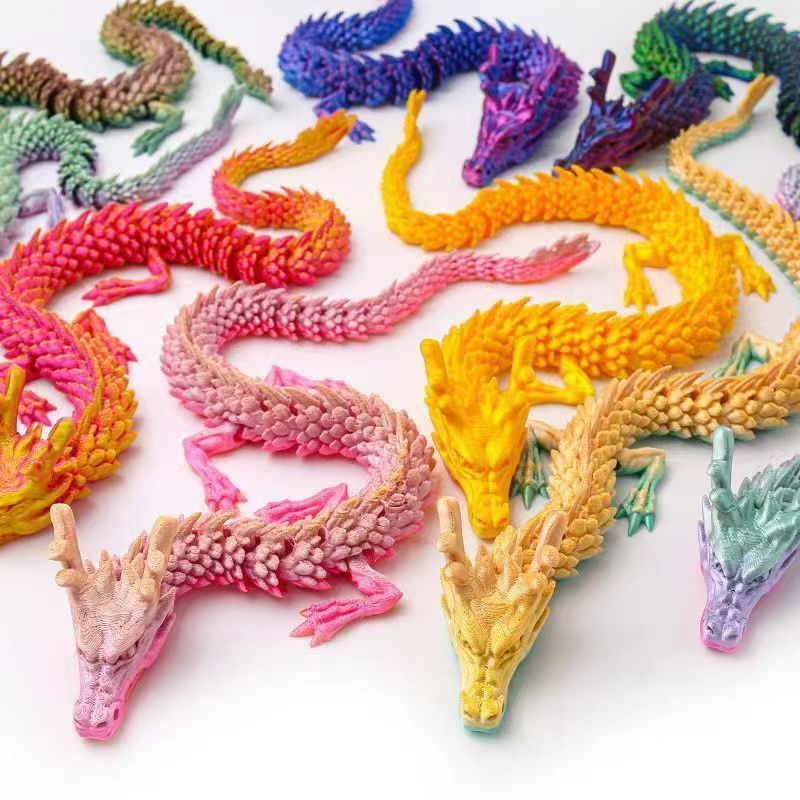 Cross-Border Popular Chinese Dragon 3D Printed Toy Dragon with Movable Joints, Creative Divine Dragon Figurine, Landscape Decoration Wholesale