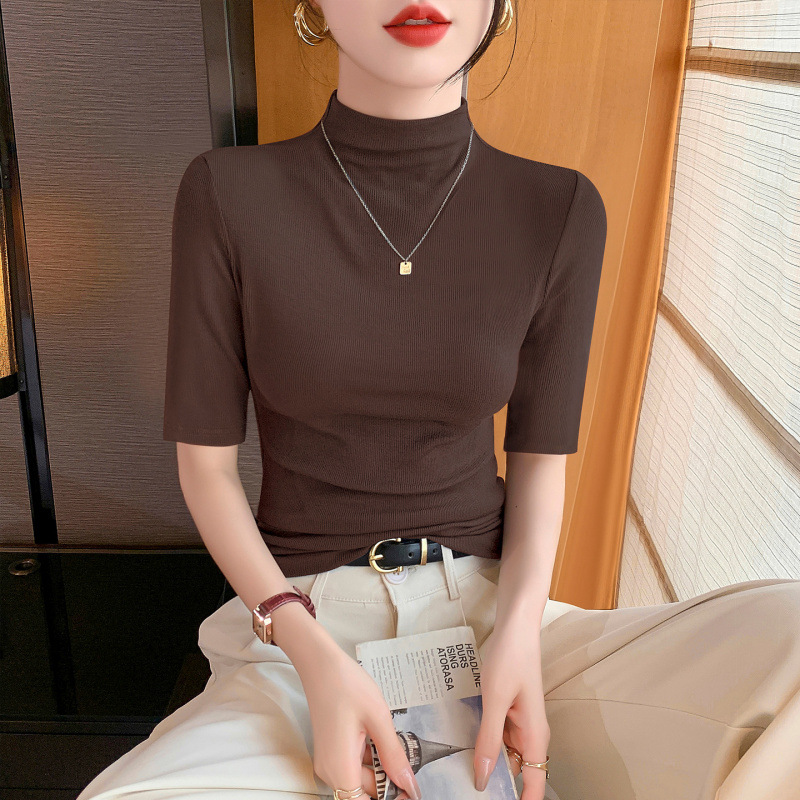 Coffee colored autumn demi-season base T-shirt