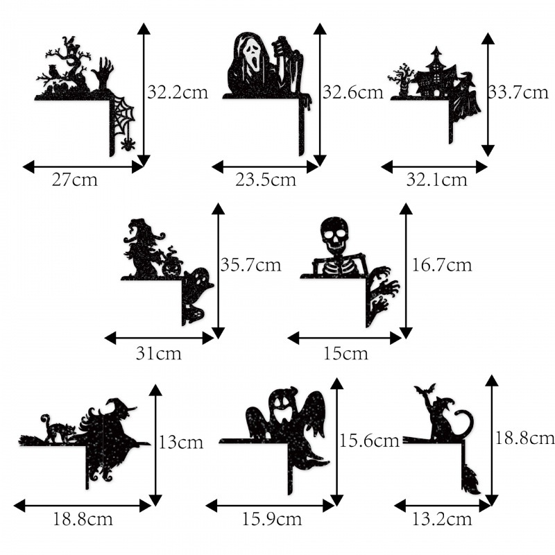 Nuevas pegatinas de esquina de decoración de fiesta de Halloween europeas y americanas, pegatinas de interruptor, pegatinas de papel flash de decoración de esquina de puerta de Halloween