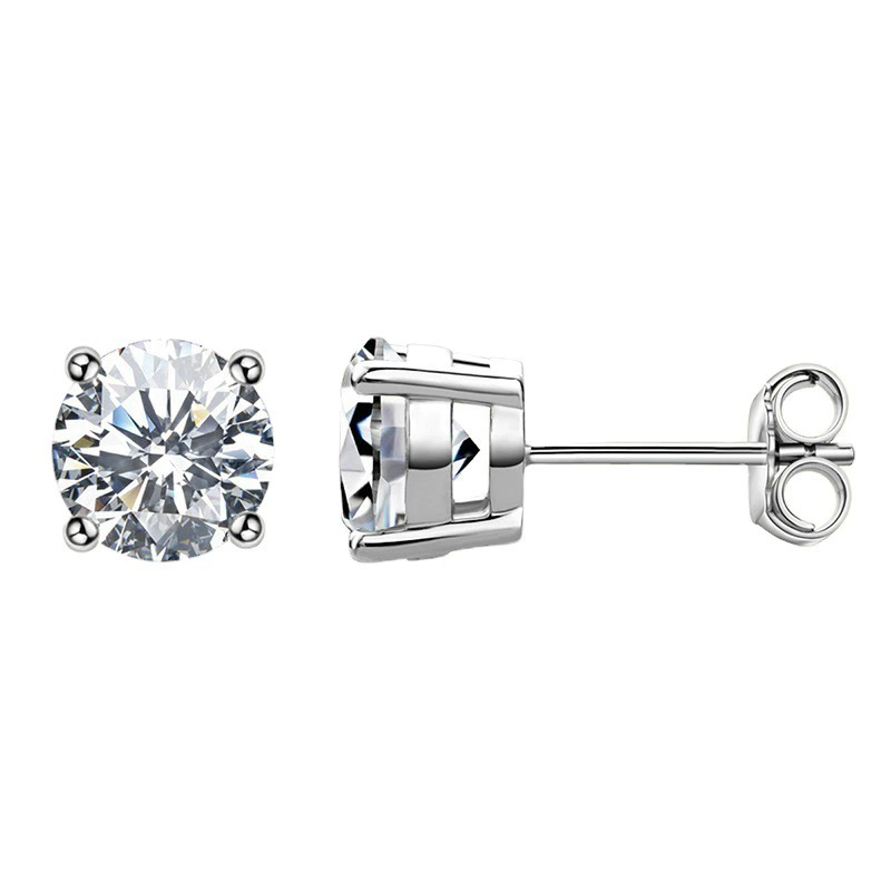 Классические серьги-гвоздики S925 стерлинговое серебро, мозайка Moissanite 0,1–2 ct, варианты позолоты