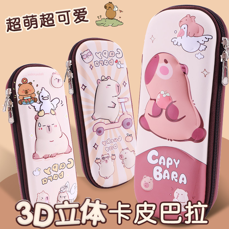 Nueva caja de papelería de dibujos animados Capibara para niños y niñas de gran capacidad para niños 3D caja de lápiz bolsas de lápiz