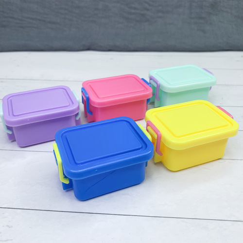 Miniature dollhouse storage box, cute children's pretend play DIY plastic box, simulated convenience store props