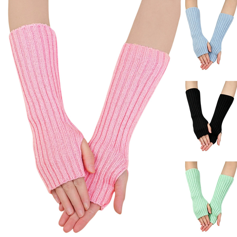 30 Long Striped Gloves New Cross-Border Autumn and Winter Woolen Sleeves for Men and Women Mid-Length Knitted Warm Fingerless Fake Sleeves 30 Long Striped Gloves New Cross-Border Autumn and Winter Woolen Sleeves for Men and Women Mid-Length Knitted Warm Fingerless Fake Sleeves