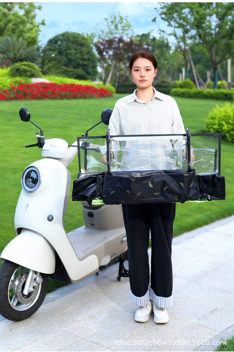 New model of electric vehicle rain canopy, retractable and foldable, windproof cover for electric bikes, motorcycle sunshade, rain protection canopy