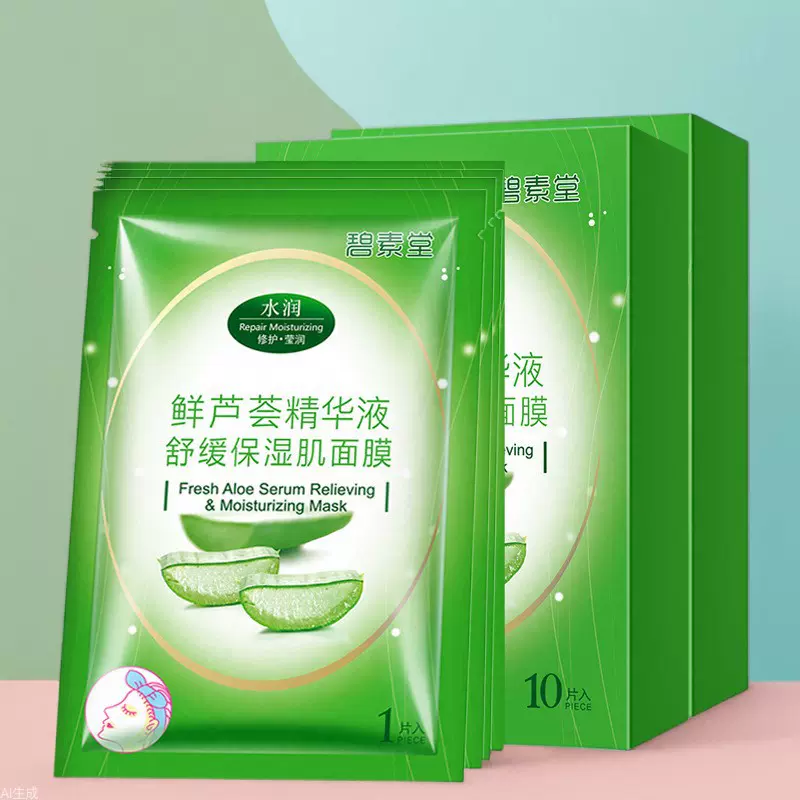 碧素堂鲜芦荟面膜补水保湿晒后修护滋润面部护肤品定制舒缓养肤