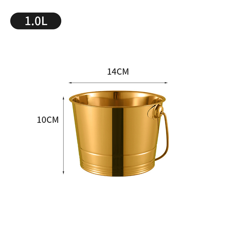 Amazon acero inoxidable 201 una sola capa de barril de hielo grueso más vino de hielo brillante barra KTV con barril de mano frío antideslizante