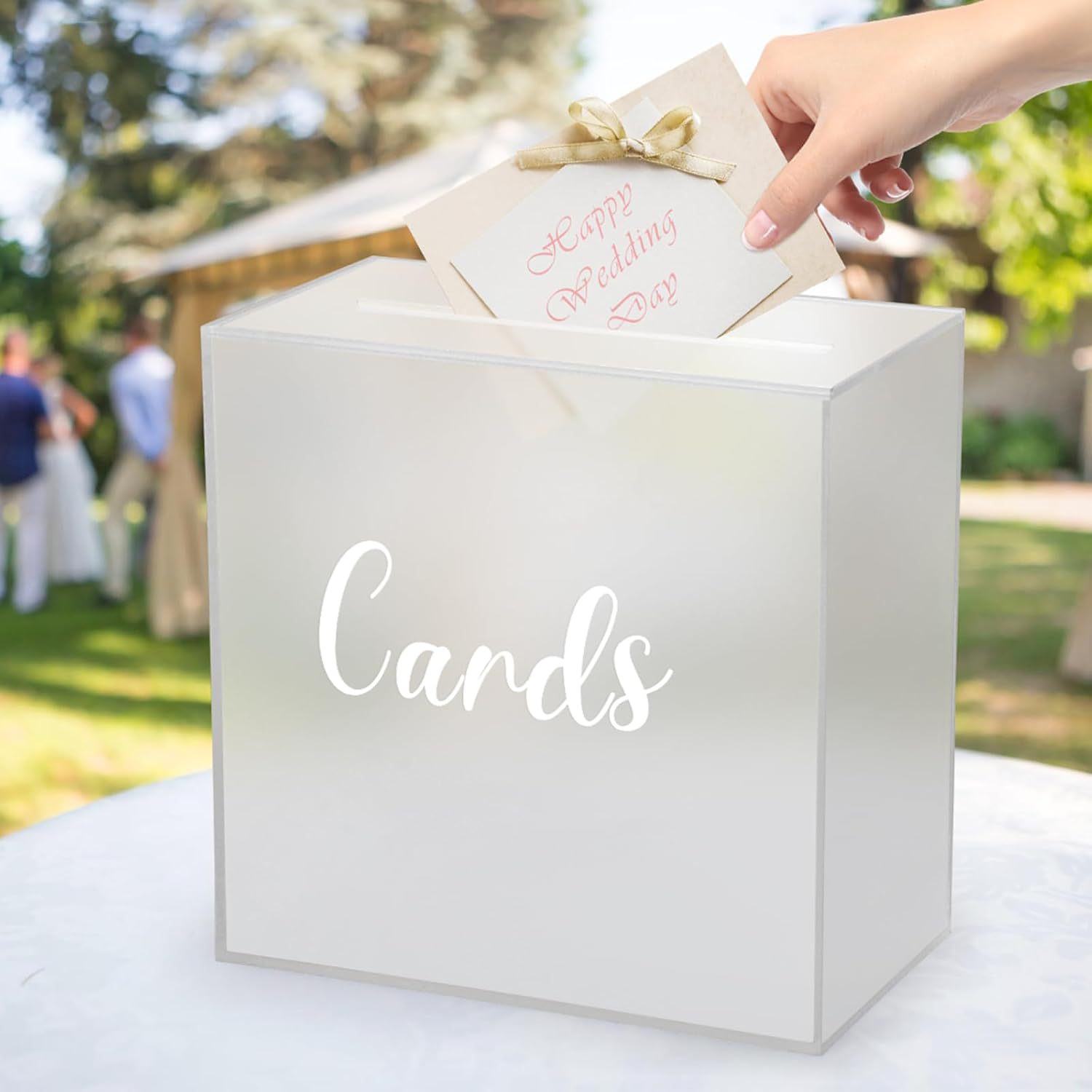 亚克力婚礼一体磨砂卡片盒图案生日毕业收集祝福信封透明收纳盒