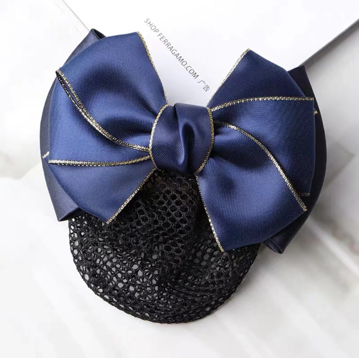 Headflower femenina enfermera profesional azafata banco para trabajar joyería de cabello caliente temperamento red de cabello coreana bolsillo de red de arco