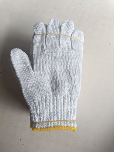 Wholesale labor protection gloves, 600g knitting cotton yarn white gloves, workshop anti-cut wear-resistant work protective gloves