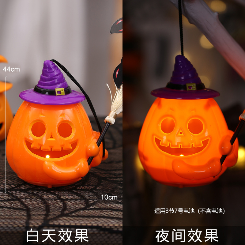 Linterna de Calabaza de Halloween, Decoraciones Brillantes de Halloween, Accesorios, Adornos, Cubo de Calabaza para Niños, Decoración para Fiestas