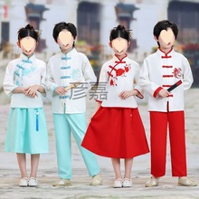 Yj儿童中国风童旗袍小学生五四青年装合唱朗诵运动会毕业