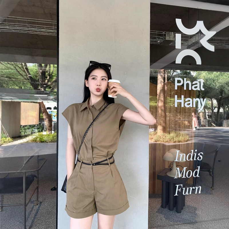 Little Junjun Britney Spears Relaxation Time Old Money Style Simple Waistband Shirt Straight Shorts suit/Belt