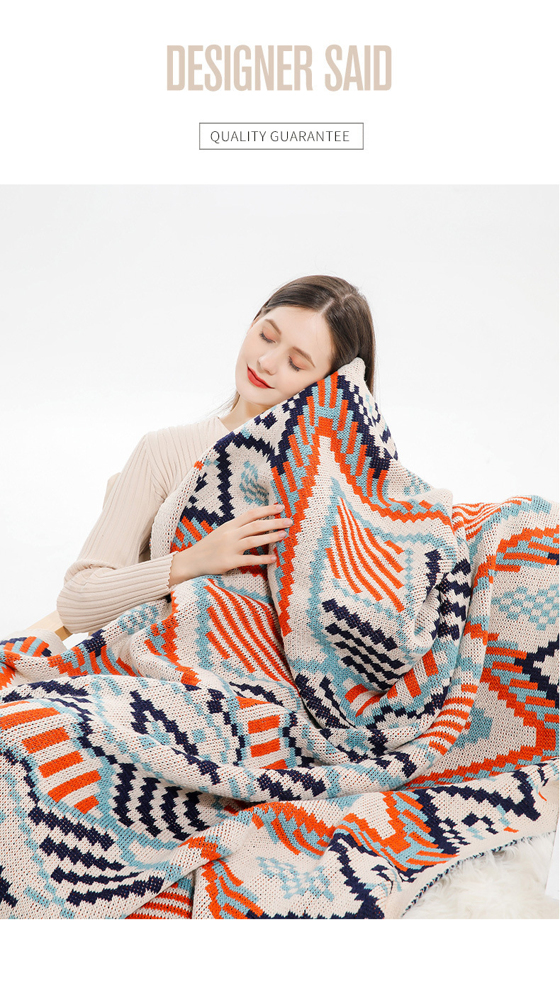 Unisex Bohemian windswept sand hair cover blanket nap blanket Ethnic wind travel fringe knitted shawl_voghion.com