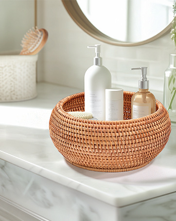 Handwoven Rattan Storage Basket with Lid