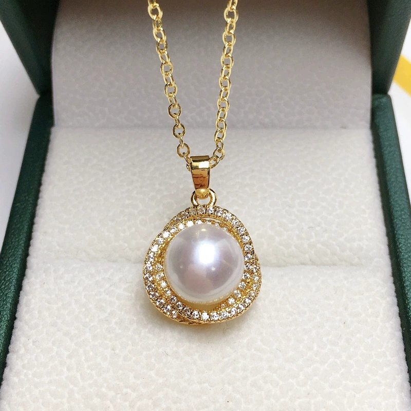 K Золото ремесло изысканное Птичье гнездо пресноводный жемчуг кулон ожерелье 18K золото ювелирные изделия подарок прямые поставки оптом