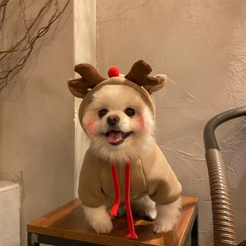 New Pet Clothes Reindeer Dog Costume Christmas Hoodie Hooded Sweatshirts