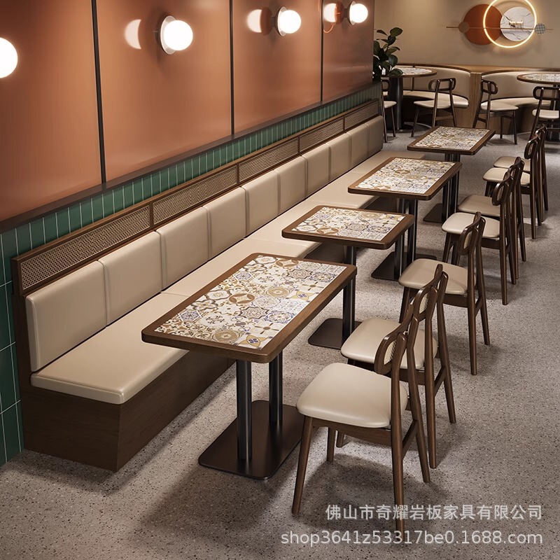 复古圆桌子咖啡厅烘焙甜品小吃港式糖水铺桌椅组合东南亚风格|undefined