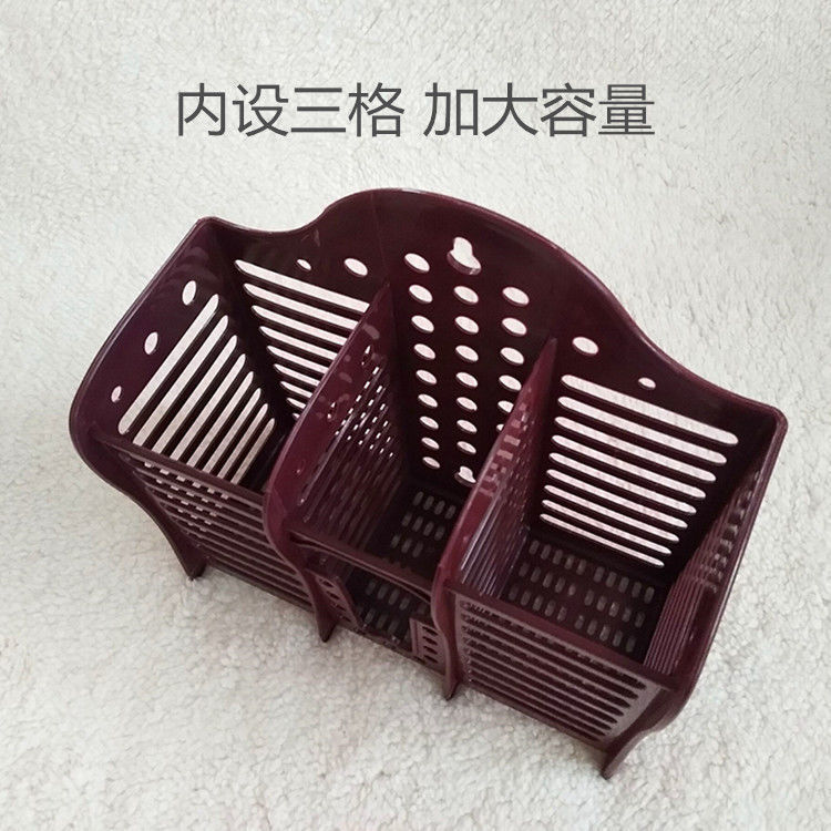 穴なし壁掛け型プラスチック厚手三格箸筒新多機能縦型水切り箸かご箸かご|undefined
