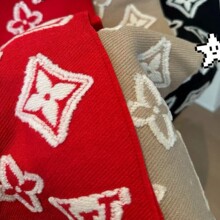 3d立体浮雕圣诞红lv围巾专柜版双面提花羊毛围巾围脖秋冬保暖男女