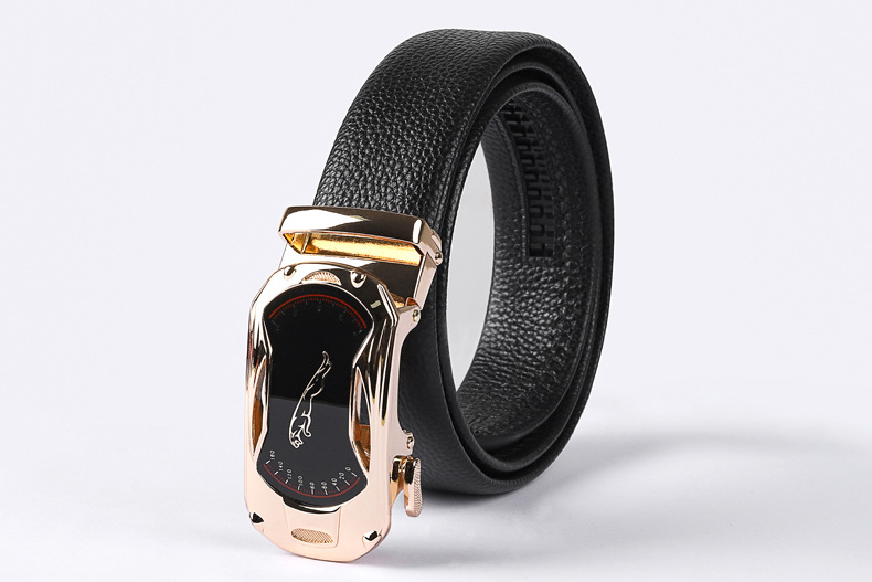 Cintura da uomo in pura pelle di vacchetta con fibbia automatica in pelle da uomo_voghion.com