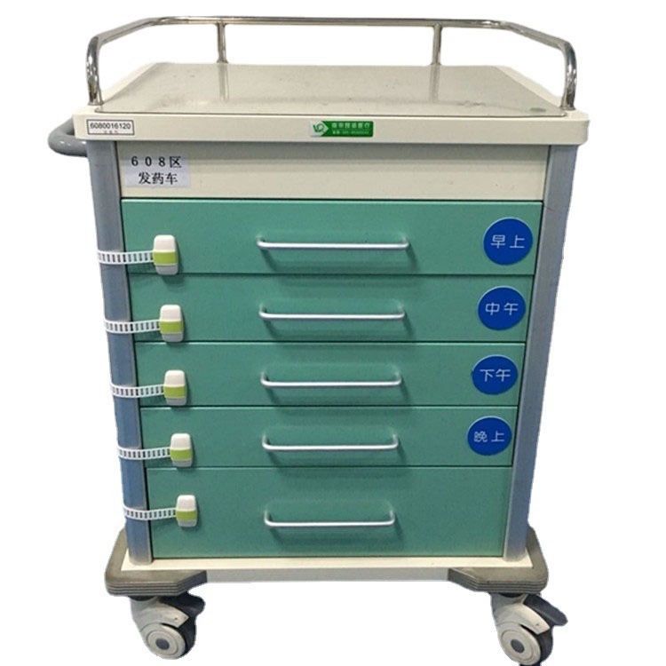 Hospital 304 Stainless Steel Medicine Vehicle Green Medicine Vehicle Medical Silent Hand -Press Care Vehicle Nursing Vehicle 5