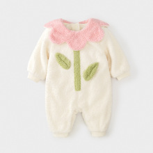 婴儿棉服秋冬连体衣夹棉加绒新生儿爬服可爱外出服女宝宝衣服冬季